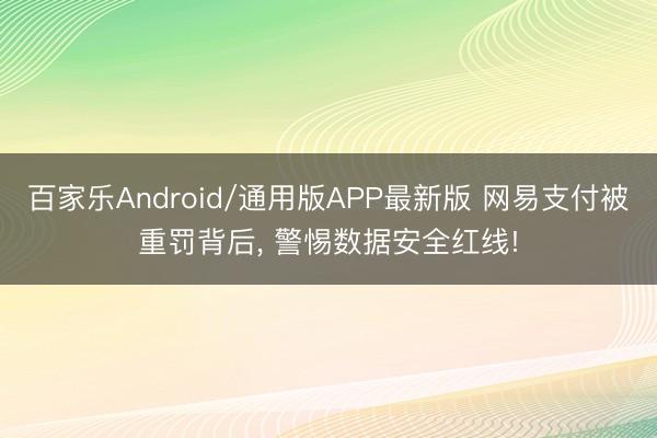 百家乐Android/通用版APP最新版 网易支付被重罚背后， 警惕数据安全红线!