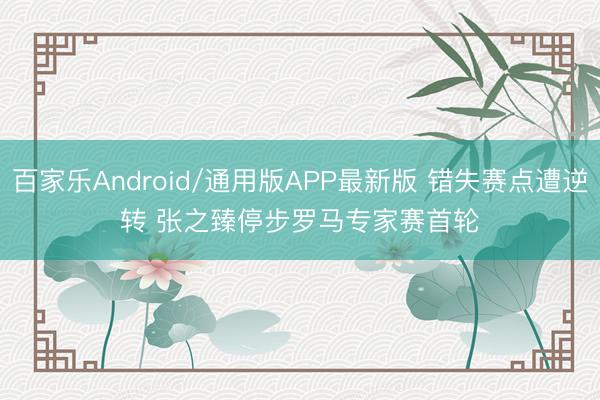 百家乐Android/通用版APP最新版 错失赛点遭逆转 张之臻停步罗马专家赛首轮