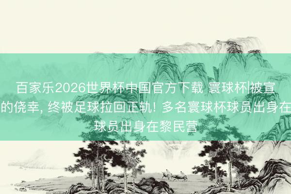 百家乐2026世界杯中国官方下载 寰球杯|被宣战诬告的侥幸, 终被足球拉回正轨! 多名寰球杯球员出身在黎民营