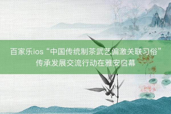 百家乐ios “中国传统制茶武艺偏激关联习俗”传承发展交流行动在雅安启幕
