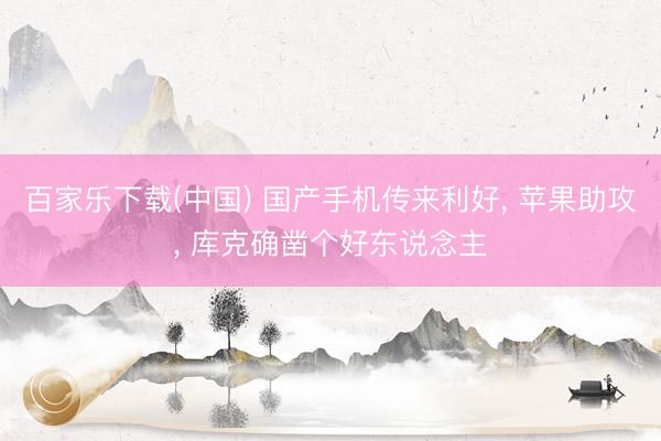 百家乐下载(中国) 国产手机传来利好, 苹果助攻, 库克确凿个好东说念主